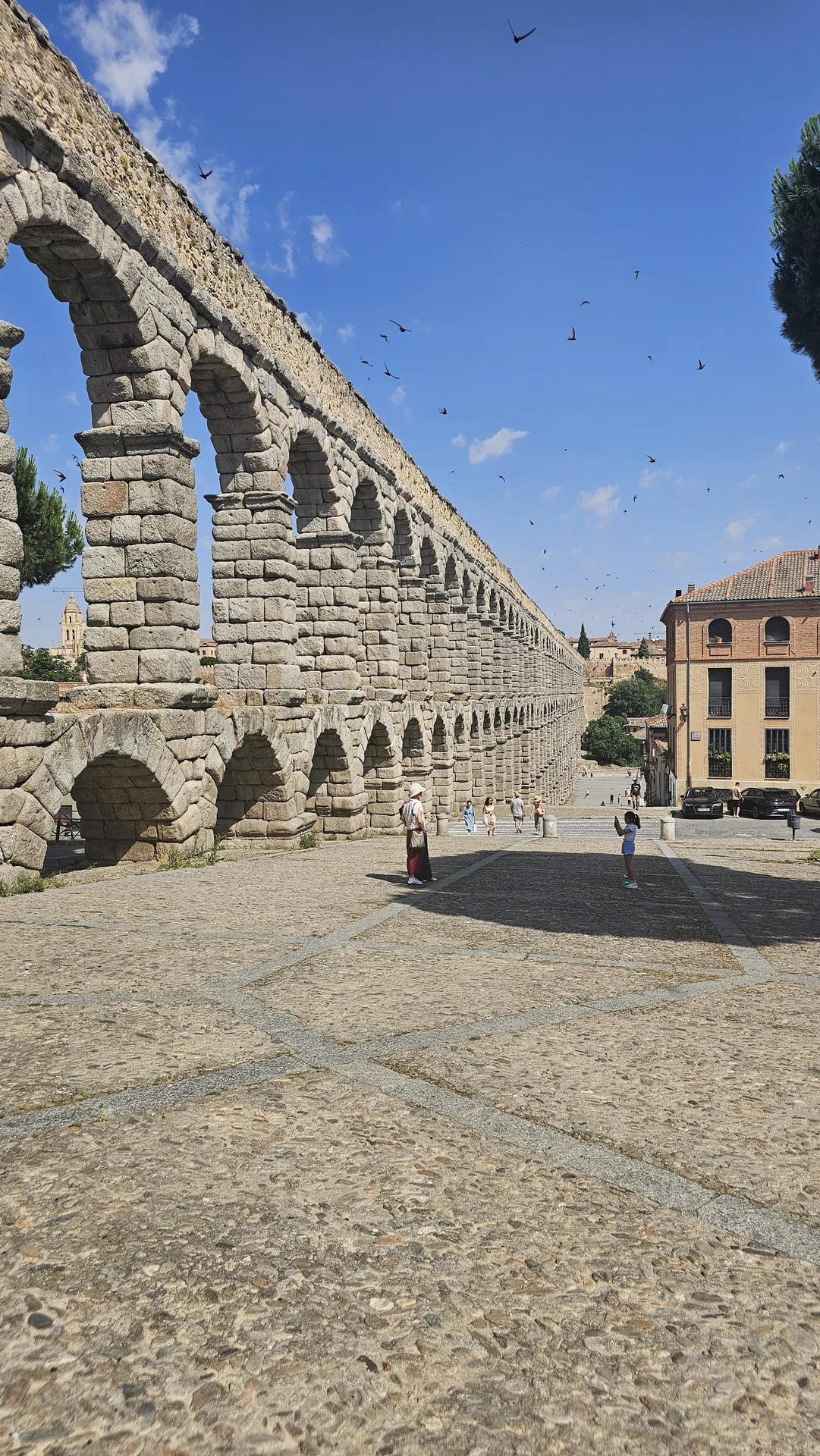 Roman aqueduct in Segovia beside the historic city center